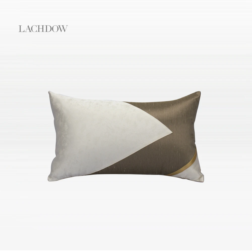 Lachdow Lumbar Decorative Throw Pillow Covers Beige Brown Stitching Triangle Design Cushion Case for Sofa Living Room 50x30cm | Дом и сад
