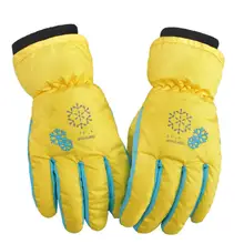 Детские зимние лыжные перчатки, зимние водонепроницаемые теплые перчатки с теплой подкладкой, Нескользящие варежки с рисунком снежинок и веревкой