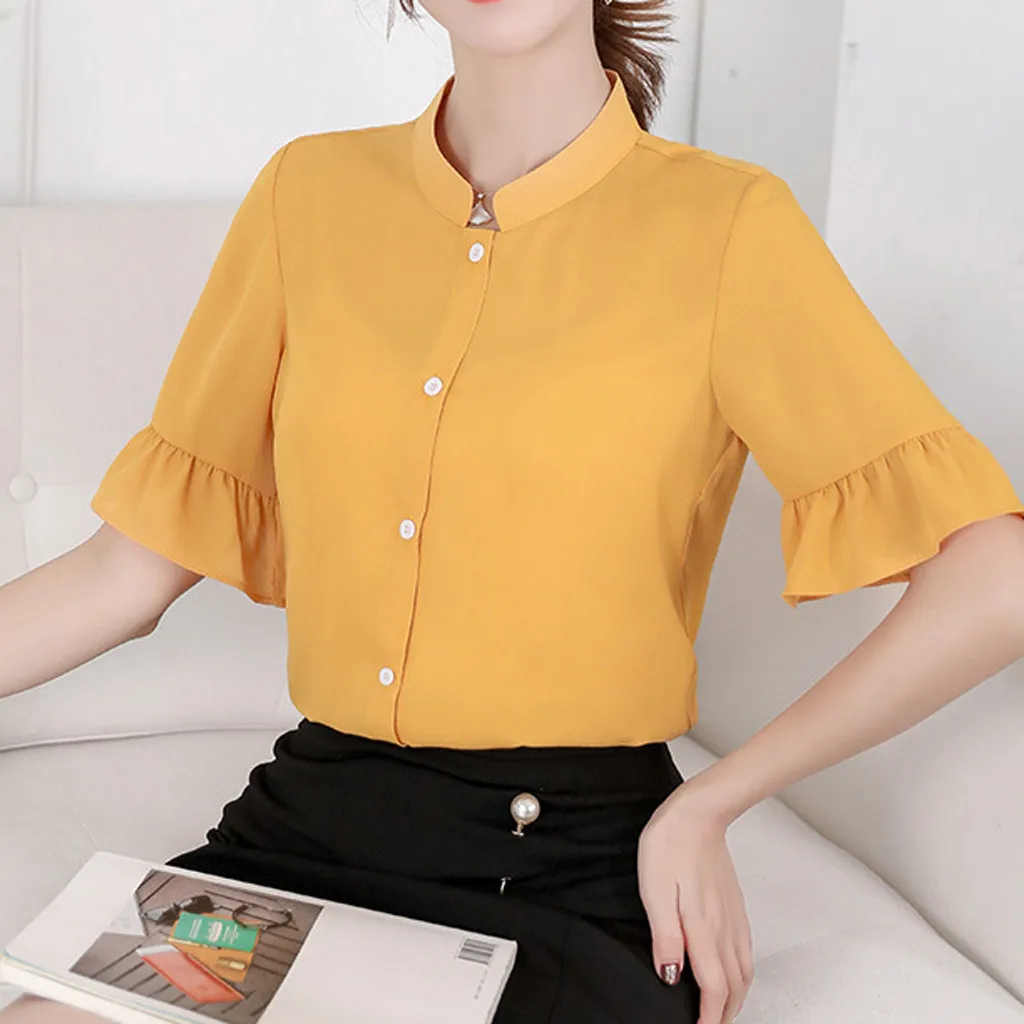 Женская летняя Корейская рубашка, модная Повседневная шифоновая блузка больших размеров, топ, шифоновая блузка, chemisier femme nouvelle, коллекция
