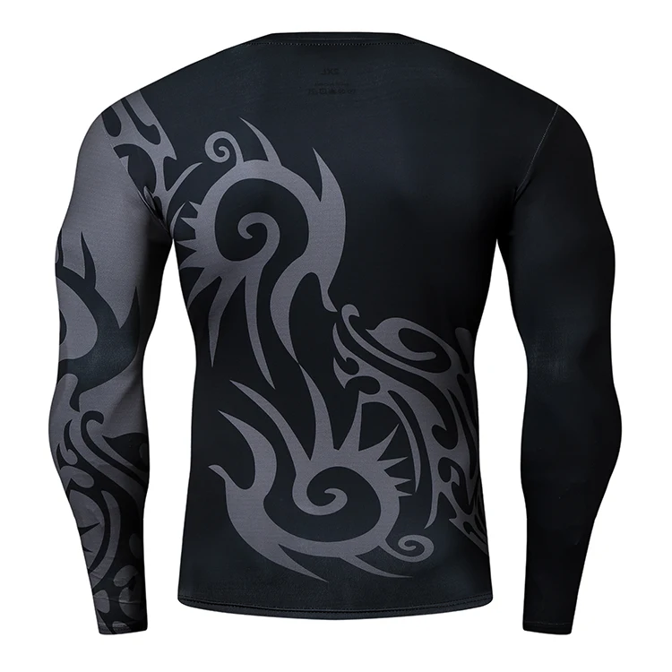 Drucken Männer Kompression Langarm T-shirts Enge Fit Gym Laufen Tops Für Quick Dry T Shirts – Detail 6