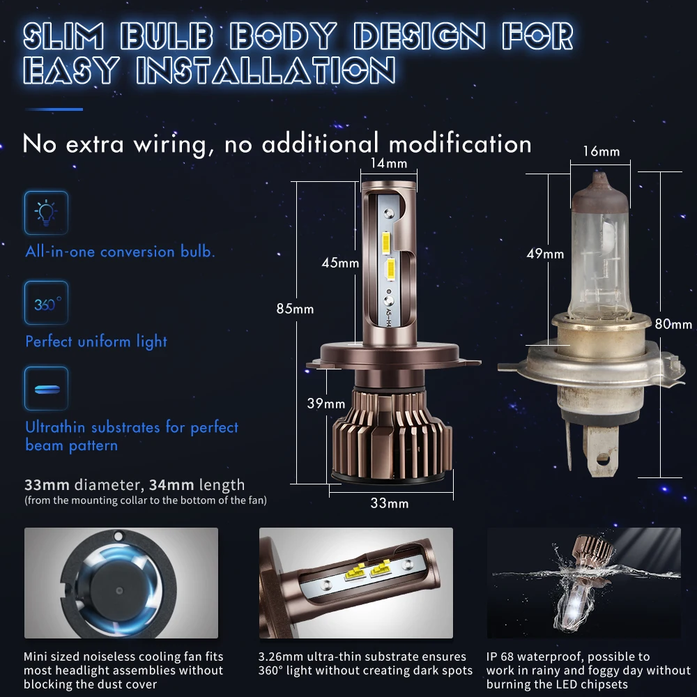 Мини H4 светодиодный H7 с Lumi светодиодный s CSP 6000K светодиодный 10800LM 30 Вт/заданная величина лампа лампада H1 лампы HB3 9005 9006 hb4 противотуманная фара 6000K H8 H11 6000K