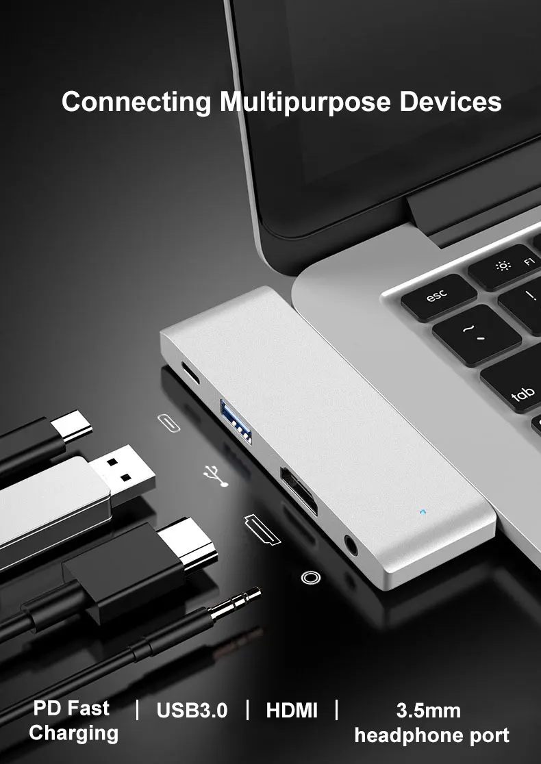 Asunflower многопортовый USB-C концентратор HDMI 3,5 мм аудио адаптер для наушников для Ipad Pro Macbook Pro samsung huawei PD Быстрая зарядка