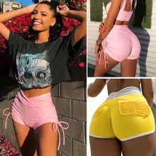Сексуальные женские модные спортивные шорты с высокой талией на шнурке повседневные женские спандексный пояс пляжные летние Беговые Спортивные шорты для йоги