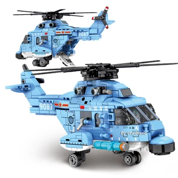 

Fit Technic Series Military Helicopter Set With Mini Figures Educational Model Building Blocks Toys For Children Boy Gifts