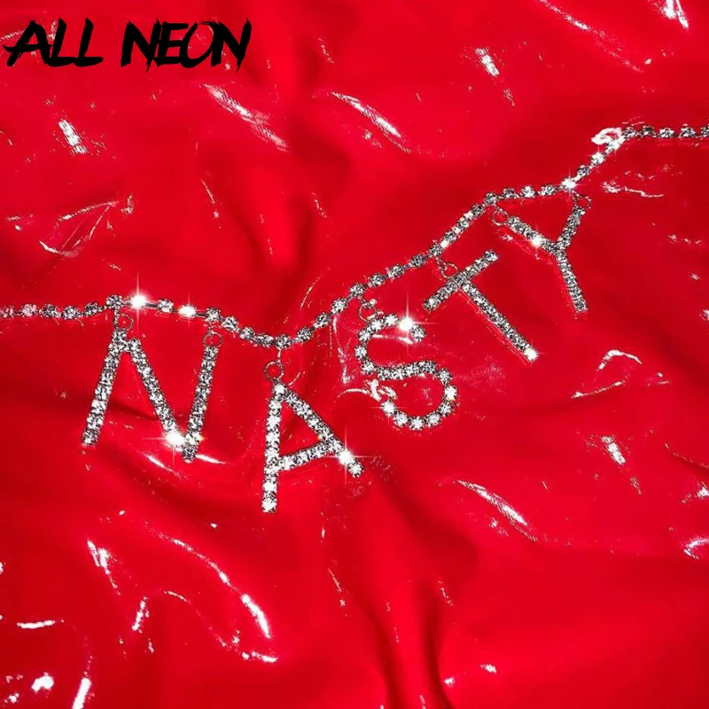 

Fashion Letter Chain Accesories Women Long Metal Chain with Rhinestone Stainless Steel Chain-belt Retro Waistband Punk Glitter