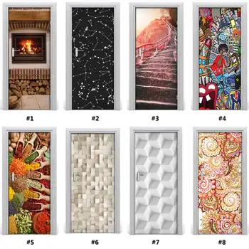 

Modern Fashion Door Stickers Home Renew Decor 3d Wallpaper Self-adhesive Waterproof poster de portes DIY deur sticker Door Mural