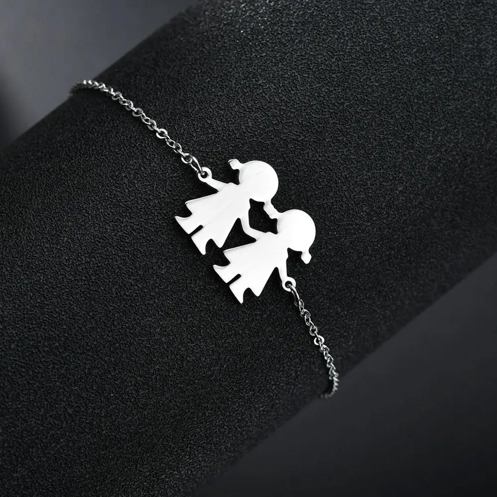 Goxijite бренд нержавеющая сталь семья браслеты с мама папа девочка Мальчик Женщины Шарм регулируемые золотые браслеты на запястье подарок для детей - Окраска металла: style 1 steel