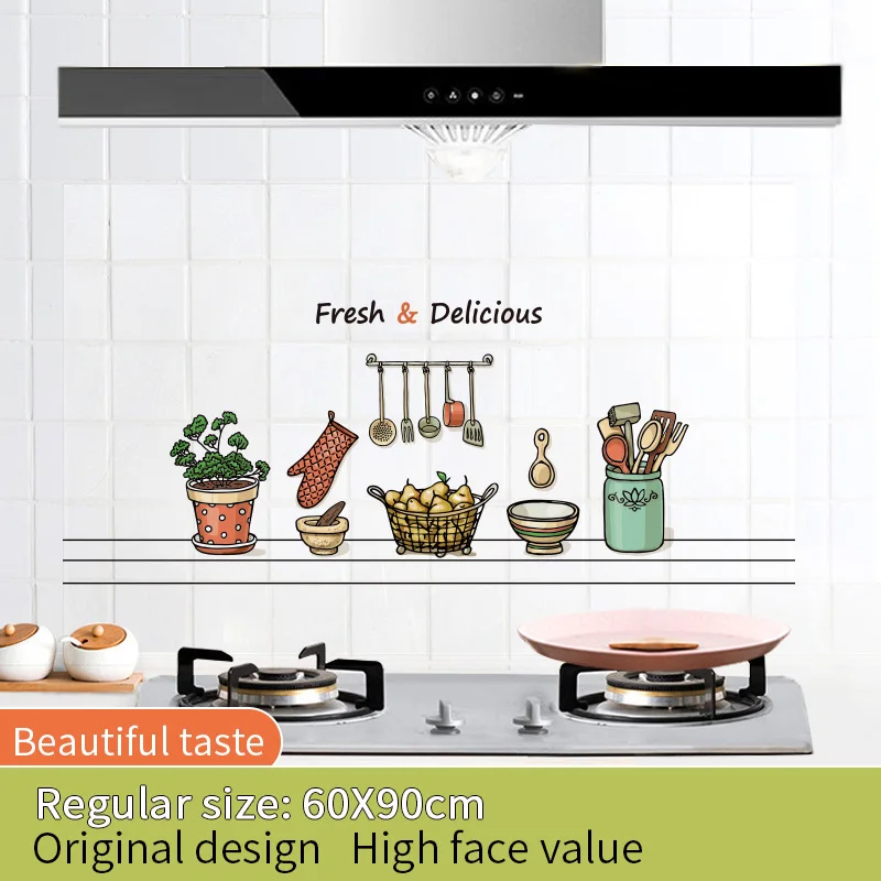 F 60x90cm 30/60*90 см Кухня маслостойкие настенные наклейки плита высокая температура Водонепроницаемая плитка шкаф диапазон вытяжка отремонтированные обои - Цвет: F 60x90cm