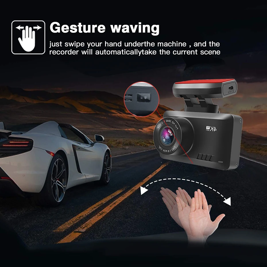 VEHIMACH двойной видеорегистратор 4K DVR зеркало Автомобильный WIFI GPS Dashcam фронтальная