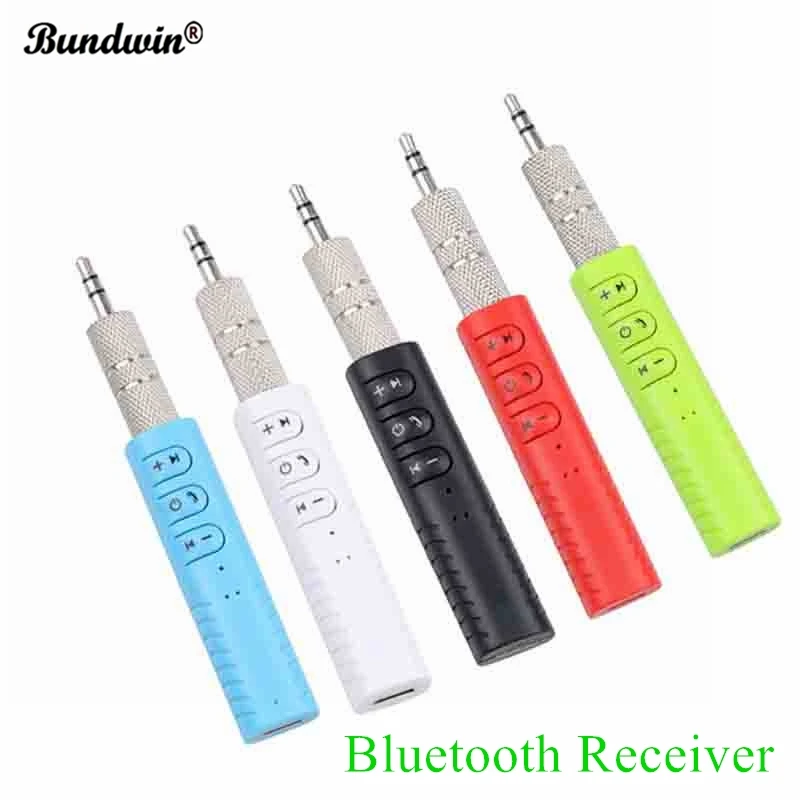 Bundwin-receptor Bluetooth para coche, Kit de manos libres con clavija Aux de 3,5mm, adaptador de altavoces para coche