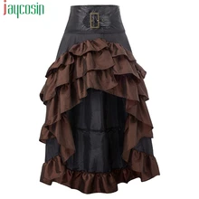 Женская средневековая ретро юбка с высокой талией, длинная, неровная, гофрированная, сшитая, торт застежка, юбка, повседневная, Дамская, размера плюс, юбка для вечеринки