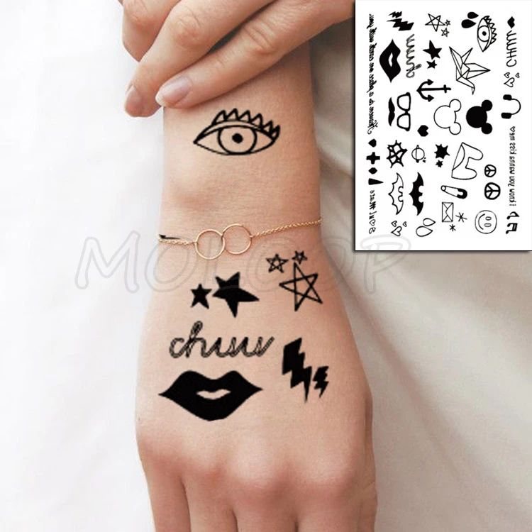 Cartoon Bat Smiley Anchor Paper Crane Symbol Tattoos Stickers Women Body  Waist Arm Art Tattoos Temporary Girls Kid Tatoos Chains|Hình xăm tạm thời|  - AliExpress