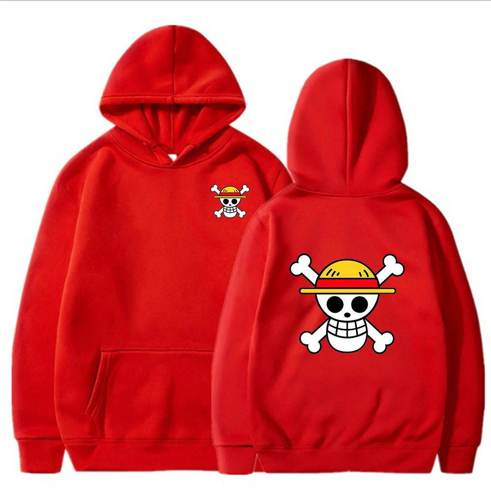 Men's One Piece Luffy Skull Pullover Hoodie Japanese Anime Style_voghion.com