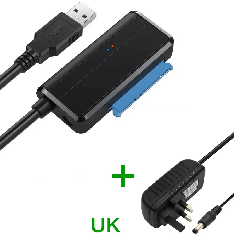 SATA к USB3.0 кабель-конвертер 22 pin SATA к USb SSD hdd шнур с ЕС США Великобритания адаптер для 2,5 дюймов 3,5 дюймовый hdd SSD жесткий диск - Цвет: UK adapter