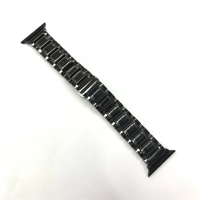 C black blacks Роскошные Керамика браслет для наручных часов Apple Watch, версии 44 40 мм Нержавеющая сталь ремешок для наручных часов iwatch, 5/4/3/2/1 Смарт-часы аксессуары 38, 42 мм - Цвет ремешка: C black blacks