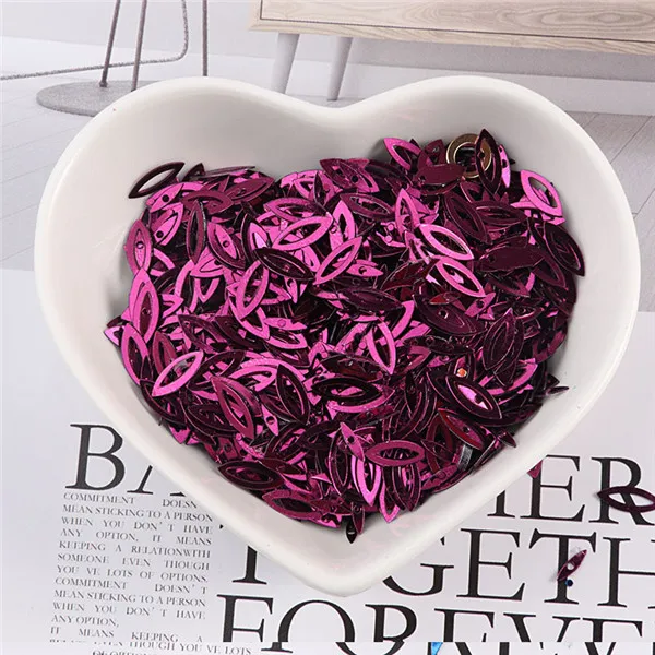 100Pcs/Pack 3*9MM Hollow Horse Eyes Sequins PVC Paillettes DIY Wedding Sewing Sequin Craft Garment Lentejuelas Accessories Wine Red