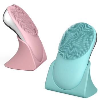 

Electric Facial Cleansing Brush Silicone Sonic Face Cleaner Heating Skin Massager Deep Pore Face Skin Scrubber