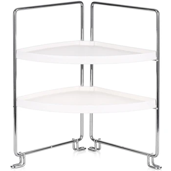 

2-Tier Corner Freestanding Storage Rack Stackable Organizer Shelf for Kitchen Bathroom Countertop Cabinet Storage Shelf Stand