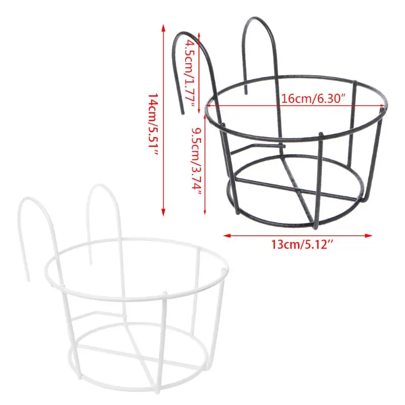 Balcony Hanging Plant Racks Balcony Round Flower Pot Rack Railing Fence Outdoor Window Iron Bonsai Stand Decoration