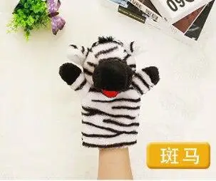 zebra 12 Style Child Kids Cute Plush Zoo Animals Glove Hand Puppets Designs Learning Aid Finger Sack Plush Toys Dolls - Цвет: zebra