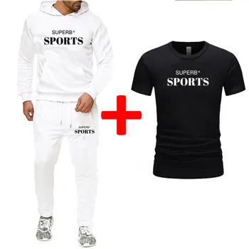 

Men's Brand Hoodie + T-shirt + Pants Suit Oval Fabric Leisure Sports Track Suit Sports Suit Jogging Workout New Fashion Suit