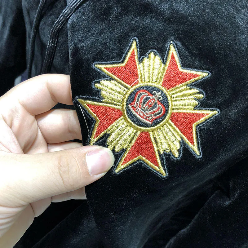Мужская спортивная одежда с капюшоном, костюм с вышивкой короны, повседневная одежда, облегающие спортивные костюмы, толстовки, мужские спортивные костюмы, набор Ropa De Hombre