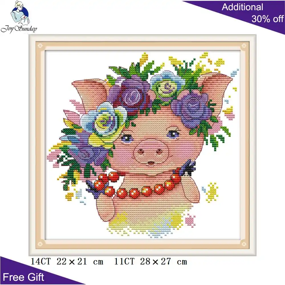 Набор для вышивки крестом Joy Sunday Pretty Pig DA275 14CT 11CT с счетным и штампованным принтом