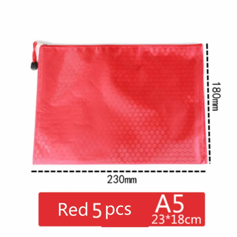A5 red A4 папка для документов на молнии A5 органайзер для бумаг сумка для хранения информации чехол водонепроницаемый папка для файлов офисные канцелярские принадлежности студенческий Escolar - Цвет: A5 red