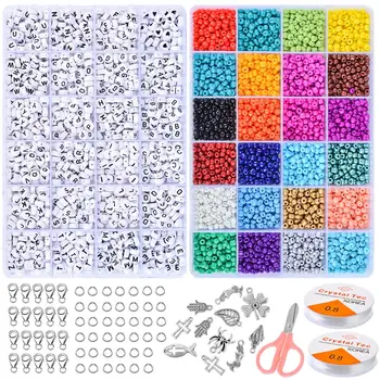 

1200pcs/set Bracelets Necklaces Jewelry Accessories Making Kit With Box Beads DIY Art Accessories Bracelets Beads Set