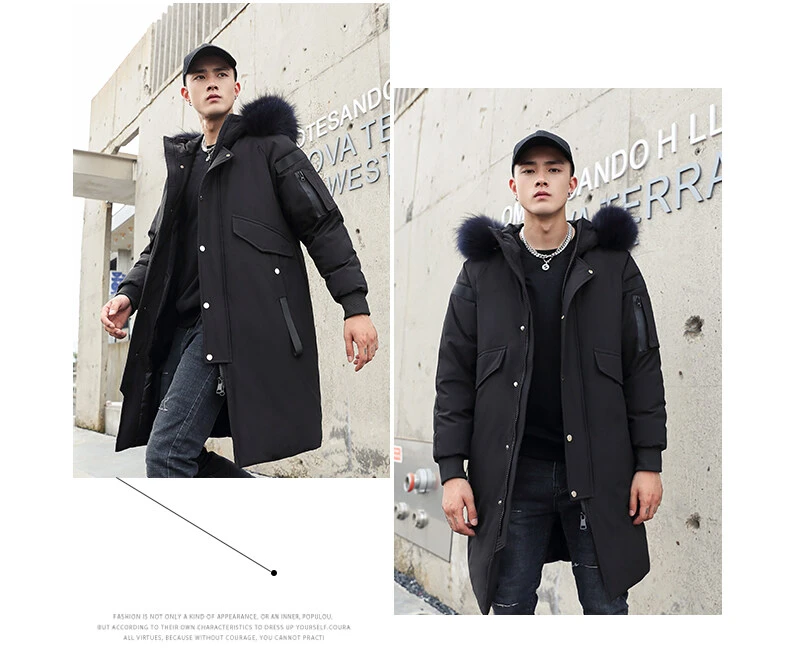 Men Winter White Duck Down Parkas Plus Long Warm Thick Hood Parkas Jacket Coat Hight Quality Autumn Windproof Pocket Parka Men mens down jacket