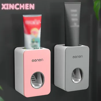 

Automatic Toothpaste Dispenser Bathroom Accessories Set Toothpaste Squeezer Toothbrush Holder Wall Mount Rack Tooth Brush Holder