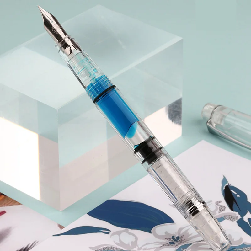 

Penbbs494 Transparent Pen Injection Students Fountain Pen Extra Fine Nib EF/F School Student Office Child Training with Gift Box