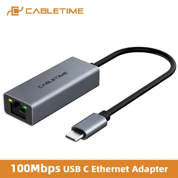 

CABLETIME USB C to LAN Ethernet Adapter 100Mbps RJ45 for Macbook Air iPad Pro Type C Ethernet USB RJ45 C360