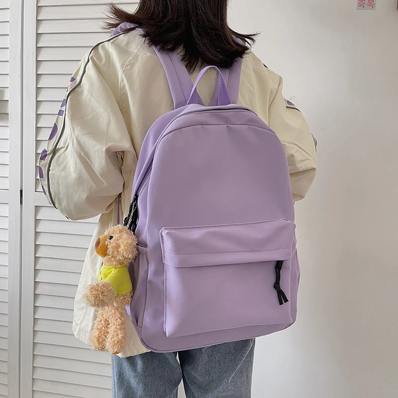 Trendy Women Laptop Purple College Bag Lady Kawaii Nylon Book Backpack Fashion Cute Girl Travel Bag Cool Female School Backpacks