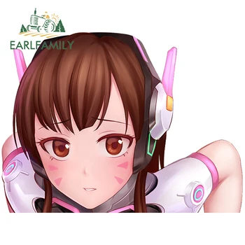 

EARLFAMILY 13cm x 9.7cm for Anime Overwatch Beauty D.Va Motorcycle Car Stickers RV Surfboard Window Decal Waterproof Graphics