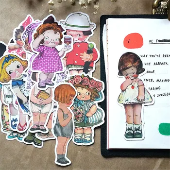 

19Pcs/set Dolly Retro Paper Stickers Kits Die Cut/Seal For DIY Scrapbooking Journal Hobo TN Diary Planner Album Card Making