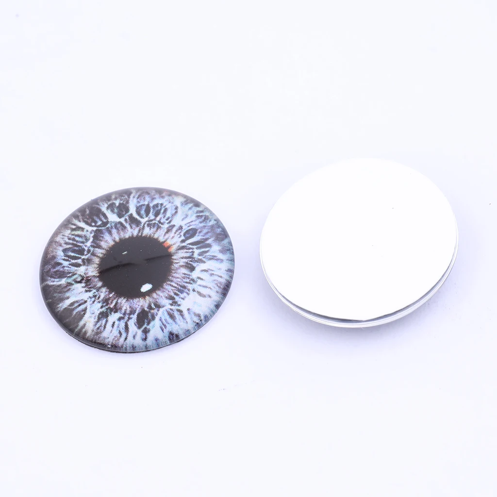 48pcs Mixed Pattern Eye Photo Glass Cabochon 14mm Thin Flat Back Diy For Jewelry Making