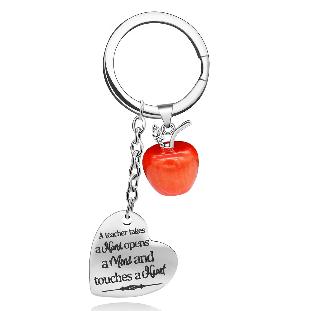 

Fashion Teachers Day Gift Stainless Steel Heart Shape Thank You teacher Keychain for Women Girls SN301