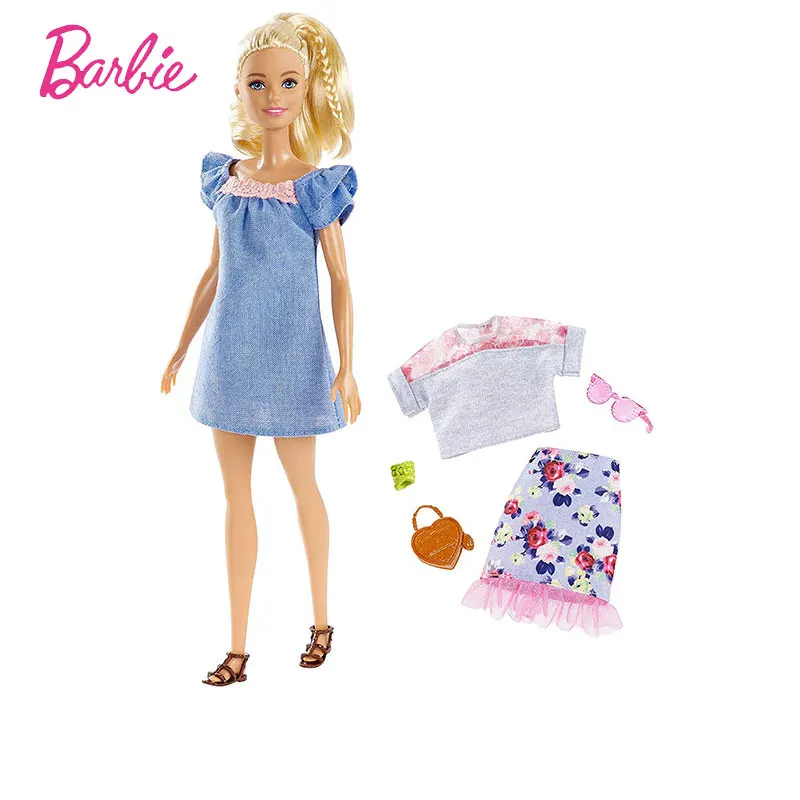 Кукла Барби модница серии блонд одеваются Игры развивающие игрушки для рождественские подарки для девушек FBR37 - Цвет: sky blue dress