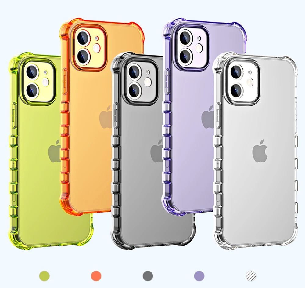 Neon Fluorescent Solid Color Transparent Shockproof Phone Case For Iphone 12 Pro Max Mini 11 Pro Xr Xs Max X 7 8 Plus Back Cover Phone Case Covers Aliexpress