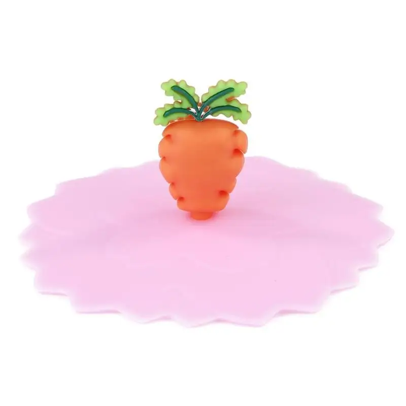 pink Carrot Милая Крышка для питьевой воды, силиконовая крышка для чаши против пыли, крышка для чашки, уплотнения, стеклянные кружки, крышка, универсальные многоразовые силиконовые Эластичные крышки - Цвет: pink Carrot