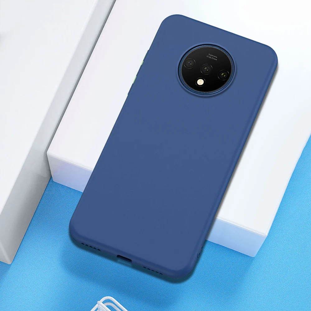 Синий Для Oneplus 7T чехол из жидкого силикона мягкая задняя крышка для OnePlus 7T 7 Pro Чехол полная защита для Oneplus 7 задняя крышка - Цвет: Синий