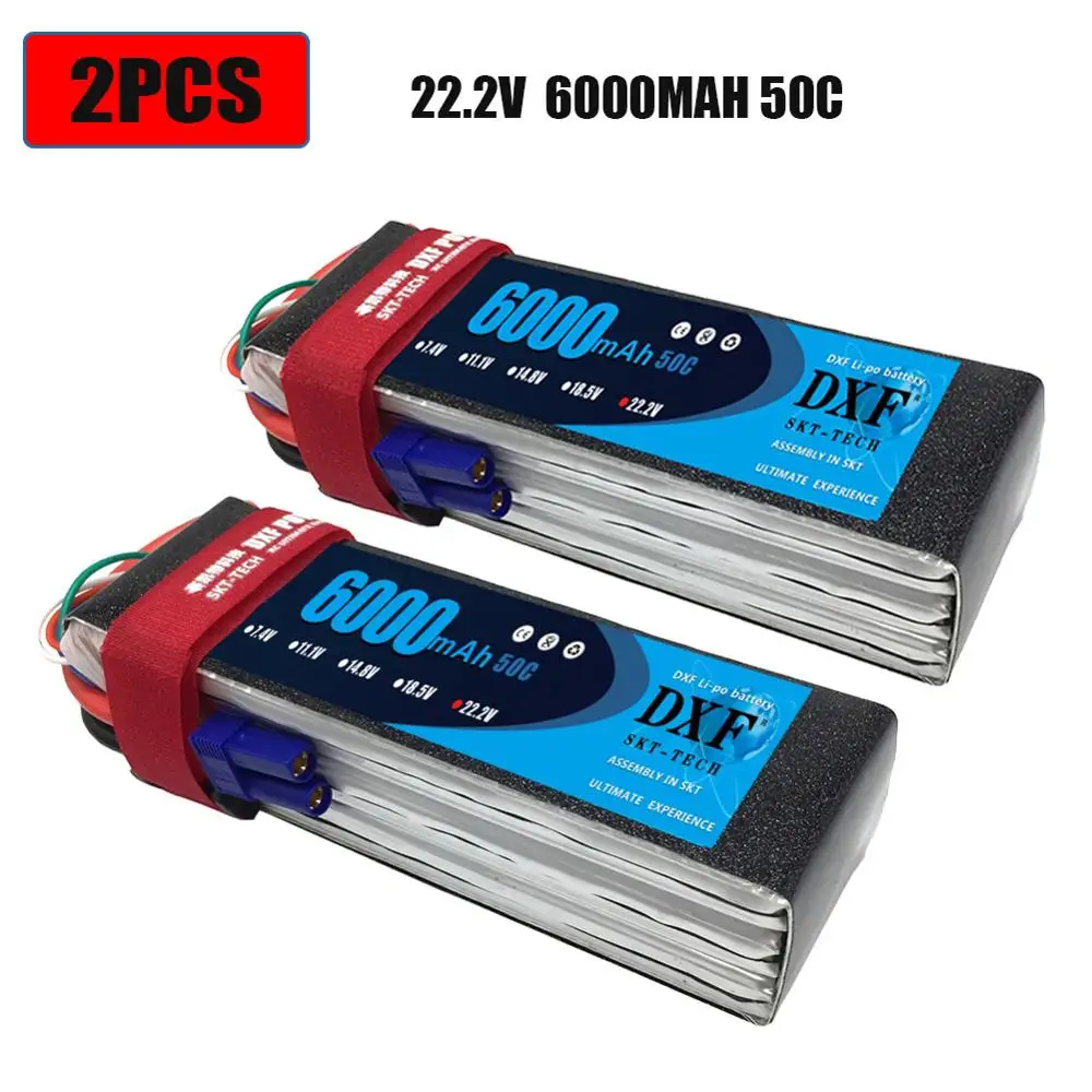 Аккумулятор DXF 7,4 V 22,2 V 6S 2S 5200mah 6000mAh 50C Burst 100C для радиоуправляемого автомобиля квадрокоптера вертолета самолета