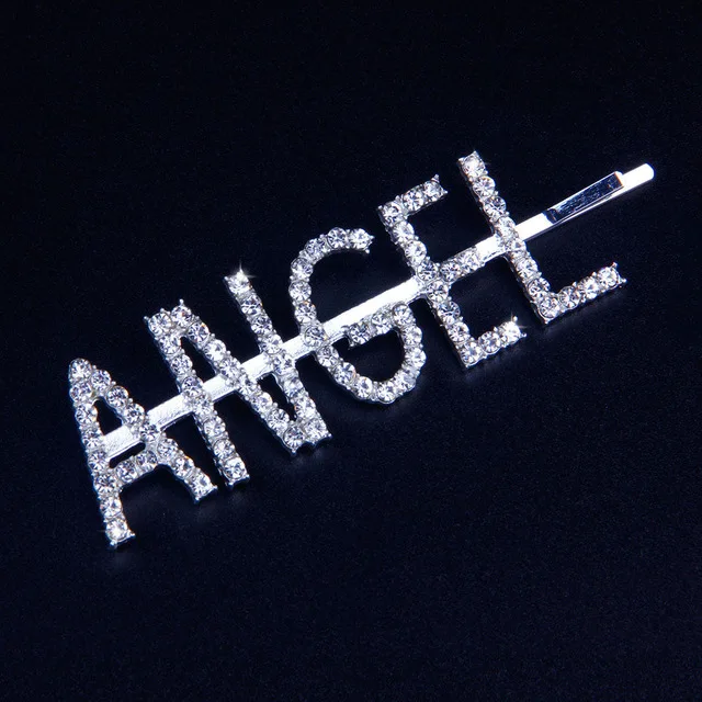 ANGEL StoneFans Bling GLAM с надписью Boss rhinestone заколки для волос аксессуары для волос свадебные шпильки заколки для волос для женщин - Окраска металла: ANGEL