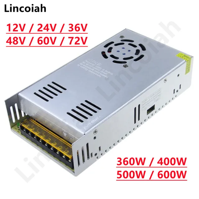 12V 24V 36V 48V 60V 72V 360W 400W 500W 600W แหล่งจ่ายไฟหม้อแปลงไฟฟ้า AC DC SMPS สําหรับ LED Strip Light กล้องวงจรปิดมอเตอร์ 1