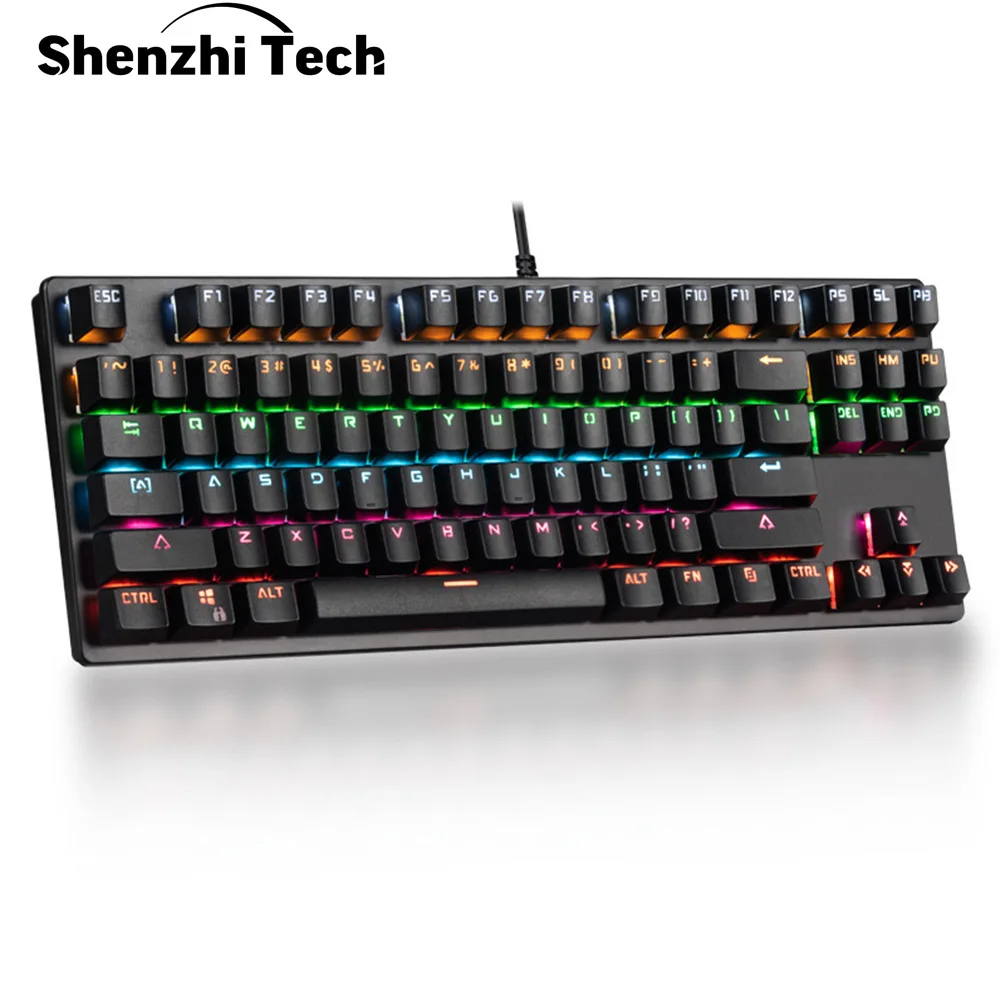 

K550 Mechanical Keyboard Gaming RGB LED Rainbow Backlit USB Wired Computer Keyboard for for PC and Desktop (87 Keys)