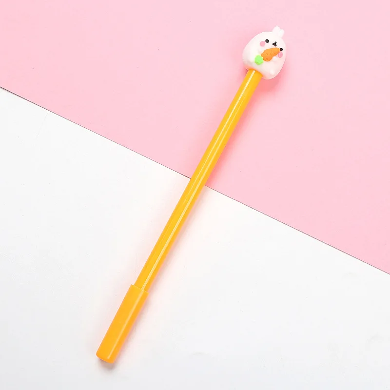 Милые гелевые кавайные ручки с кроликом Molang, фрукты, 0,5 мм, черные чернила, ручка для подписи, канцелярские принадлежности, подарок, школьные принадлежности для письма