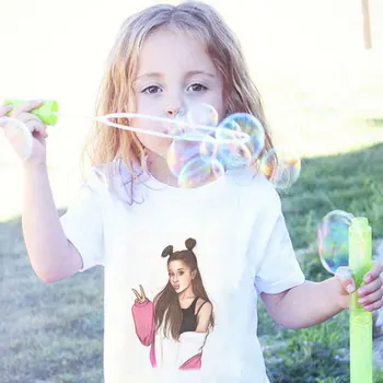 

Summer Casual Shirt Kids Ariana Grande Korean Design Girl Tshirt Children Cartoon Lovely Baby Boy T Shirt Retro Round Neck Vogue
