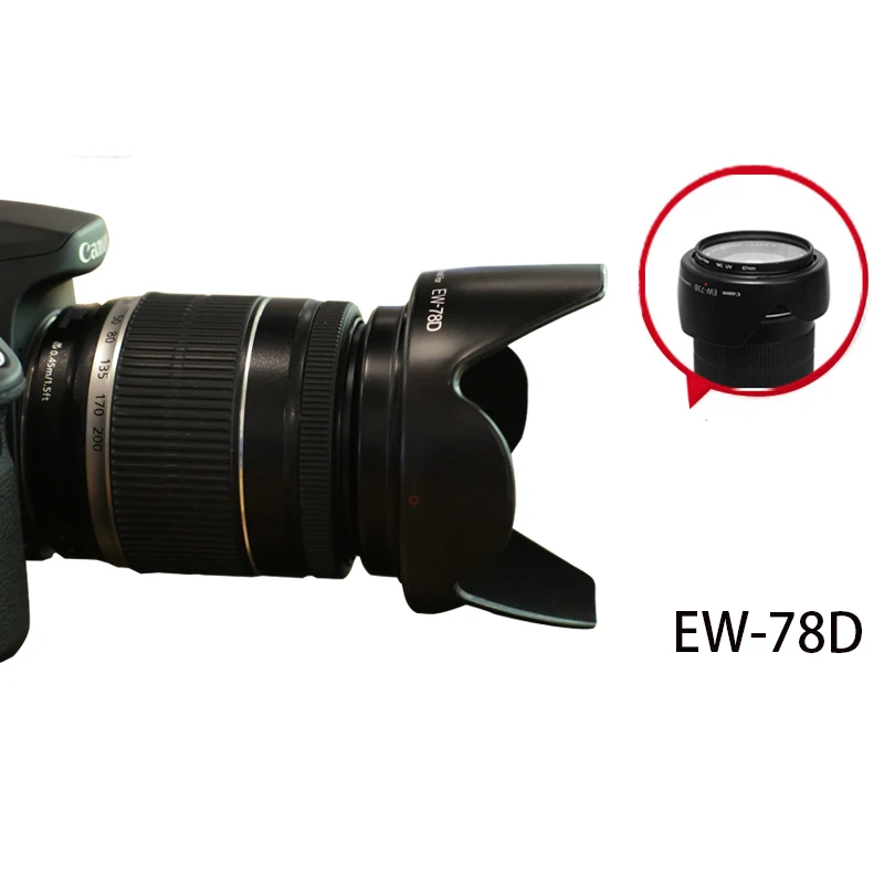 

BIZOE Canon EW-78D Camera lens hood 72mm 28-200 18-200 LENS EOS60D70D80D90D DSLR 760D750D700D800D Accessories 5D4 32SR Reversibl