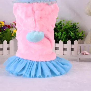 

Dog Clothes Autumn and Winter Plush Printed Dress Super Thick Warm Princess Skirt Lollipop Male Skirt Direct Sales